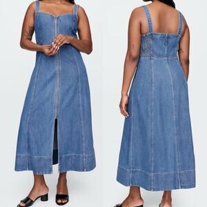 NWT Gap UltraSoft Denim Maxi Dress Plus Size XXL Sleeveless A-Line Jean Midi 2X
